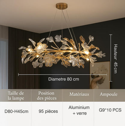 Lustre Feuilles de Verre Émaillées – Style Nordique