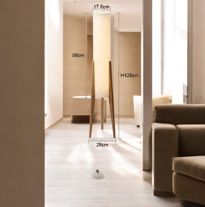 Lampadaire Épure Bois Massif – Abat-Jour Tissu Moderne