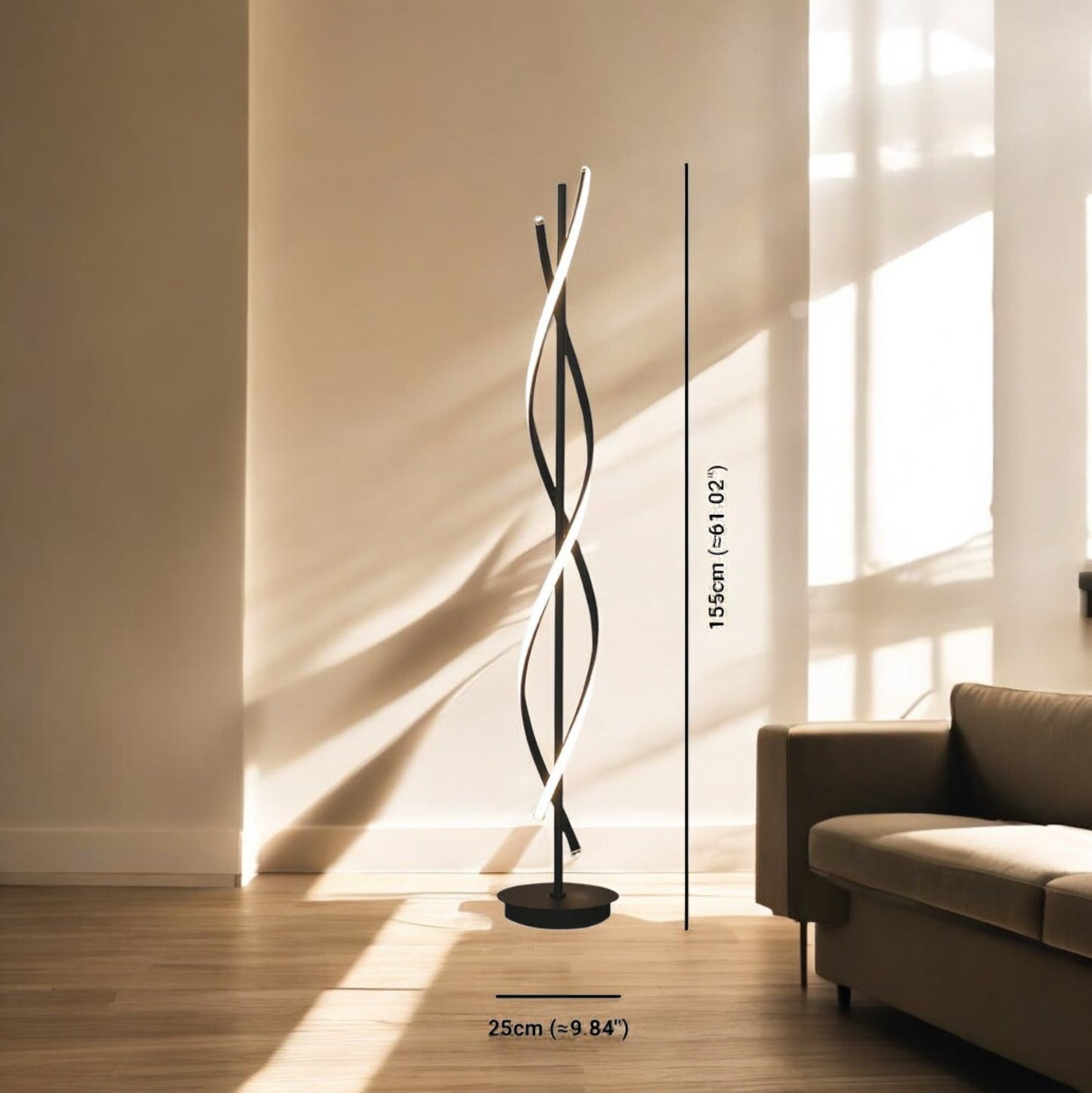 Lampadaire Spiral LED – Noir/Blanc