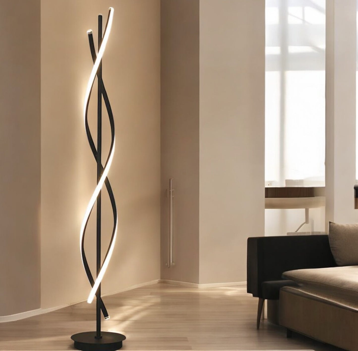 Lampadaire Spiral LED – Noir/Blanc