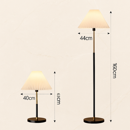 Lampadaire Aurora – Marbre & Tissu Plissé