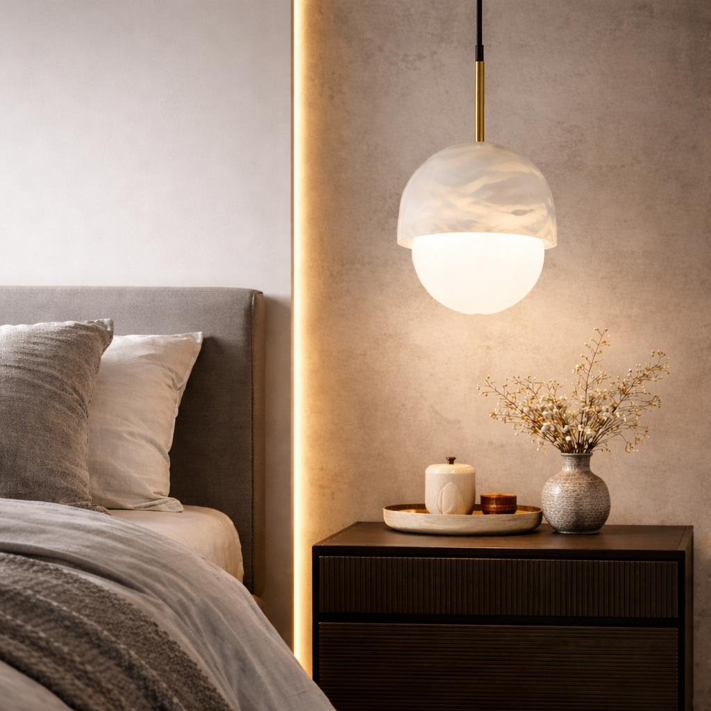 Suspension Boule Marbre Blanc