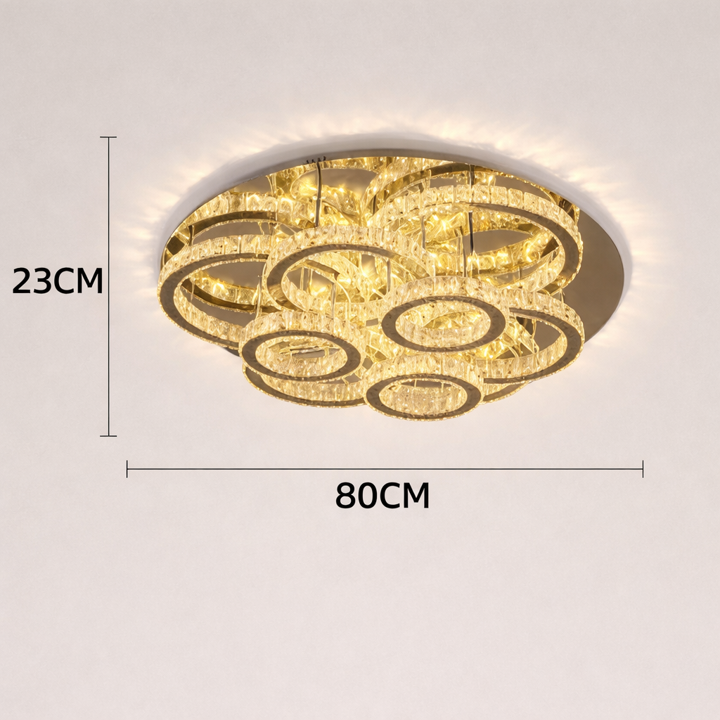 Plafonnier LED Cristal Design Doré
