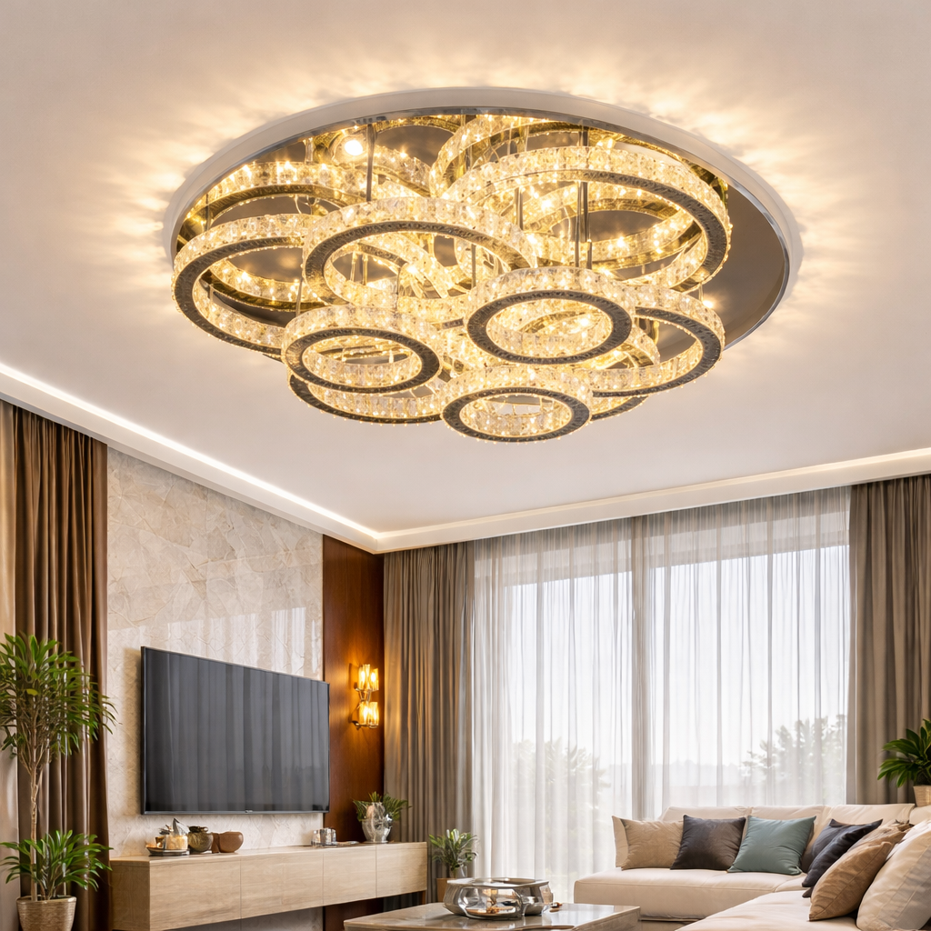 Plafonnier LED Cristal Design Doré