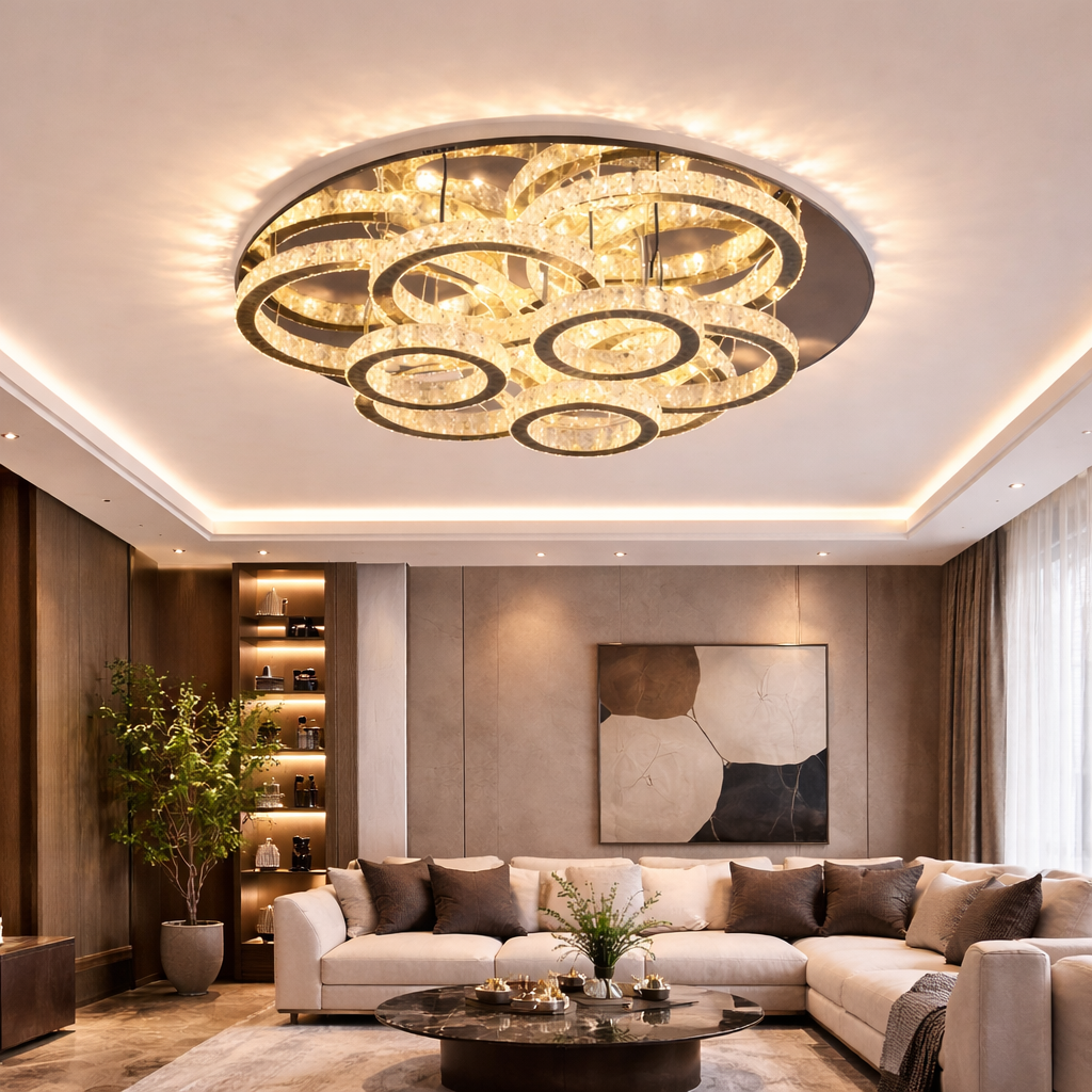 Plafonnier LED Cristal Design Doré