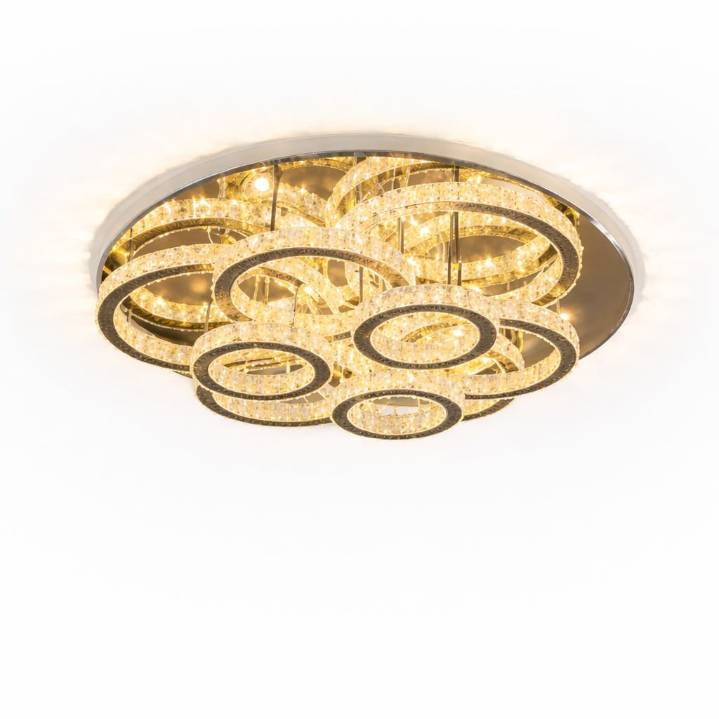 Plafonnier LED Cristal Design Doré