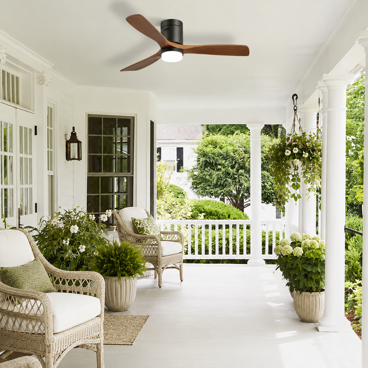 Ventilateur de Plafond 132cm Pales Bois Design — LED Intégrée, Silencieux, Télécommande