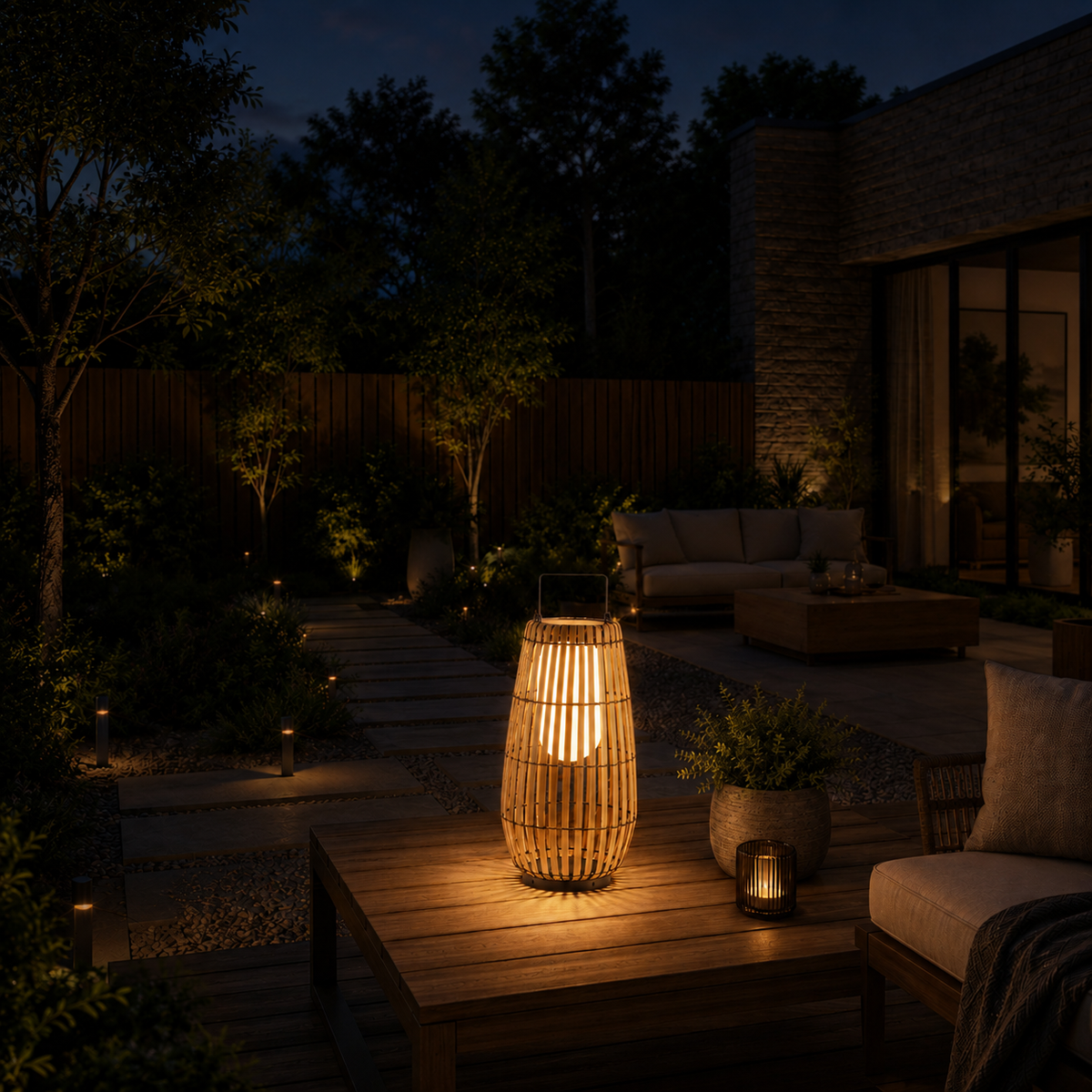 Lampe Extérieure Solaire en Rotin