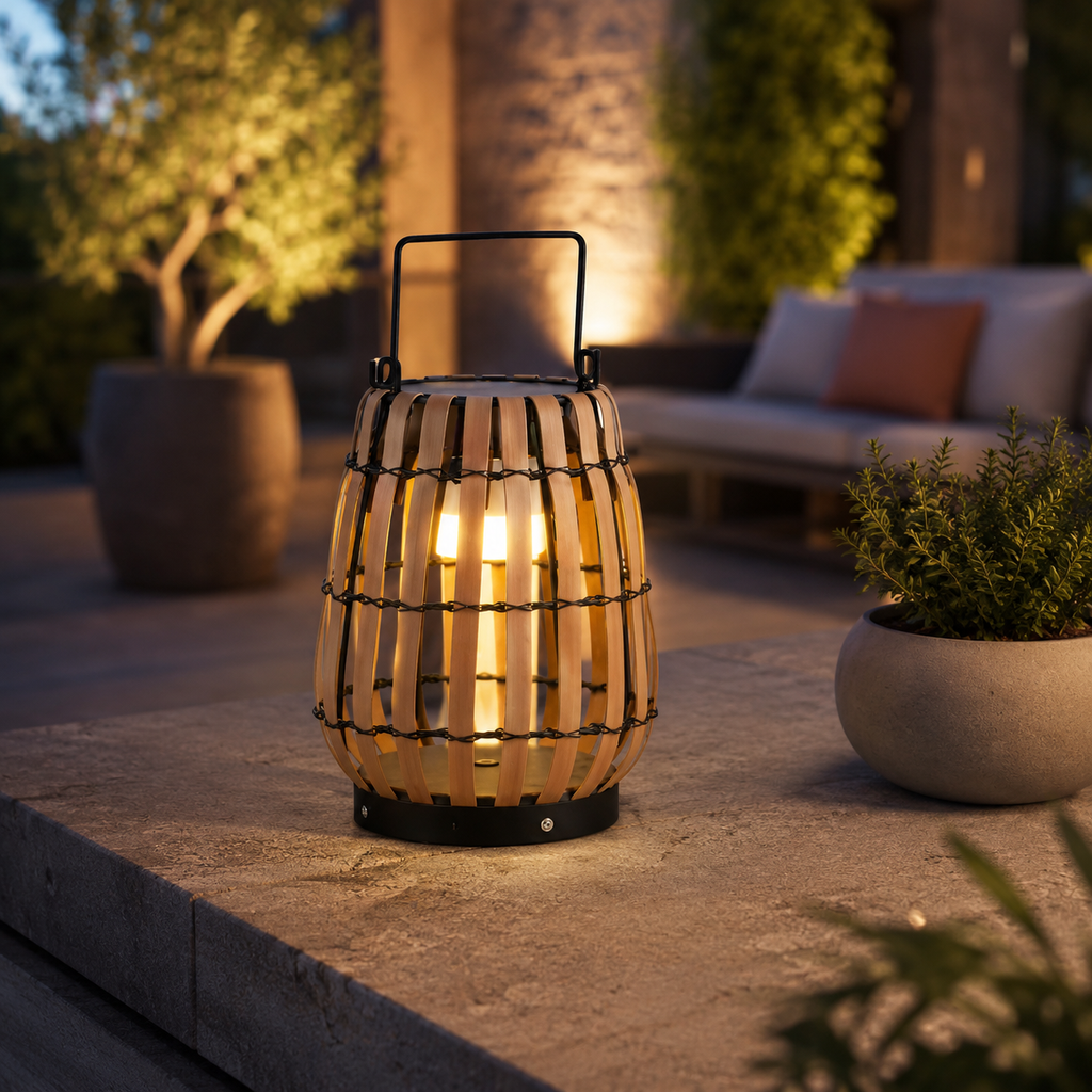Lampe Extérieure Solaire en Rotin