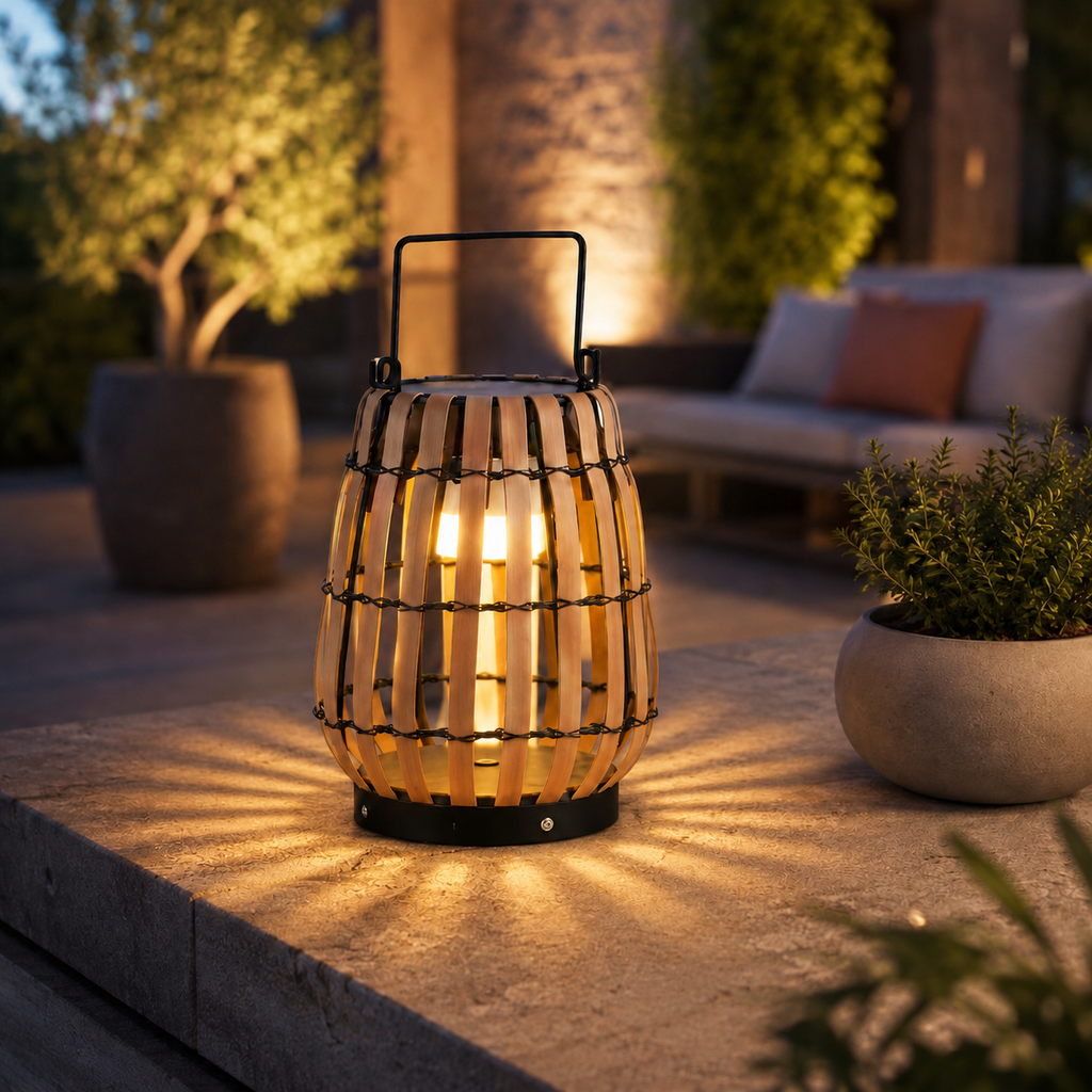 Lampe Extérieure Solaire en Rotin