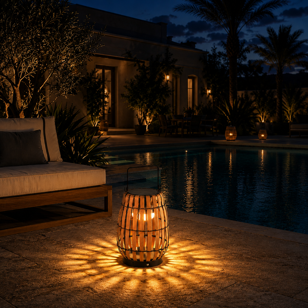 Lampe Extérieure Solaire en Rotin