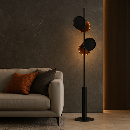 Lampadaire LED Métal – Design à Anneaux