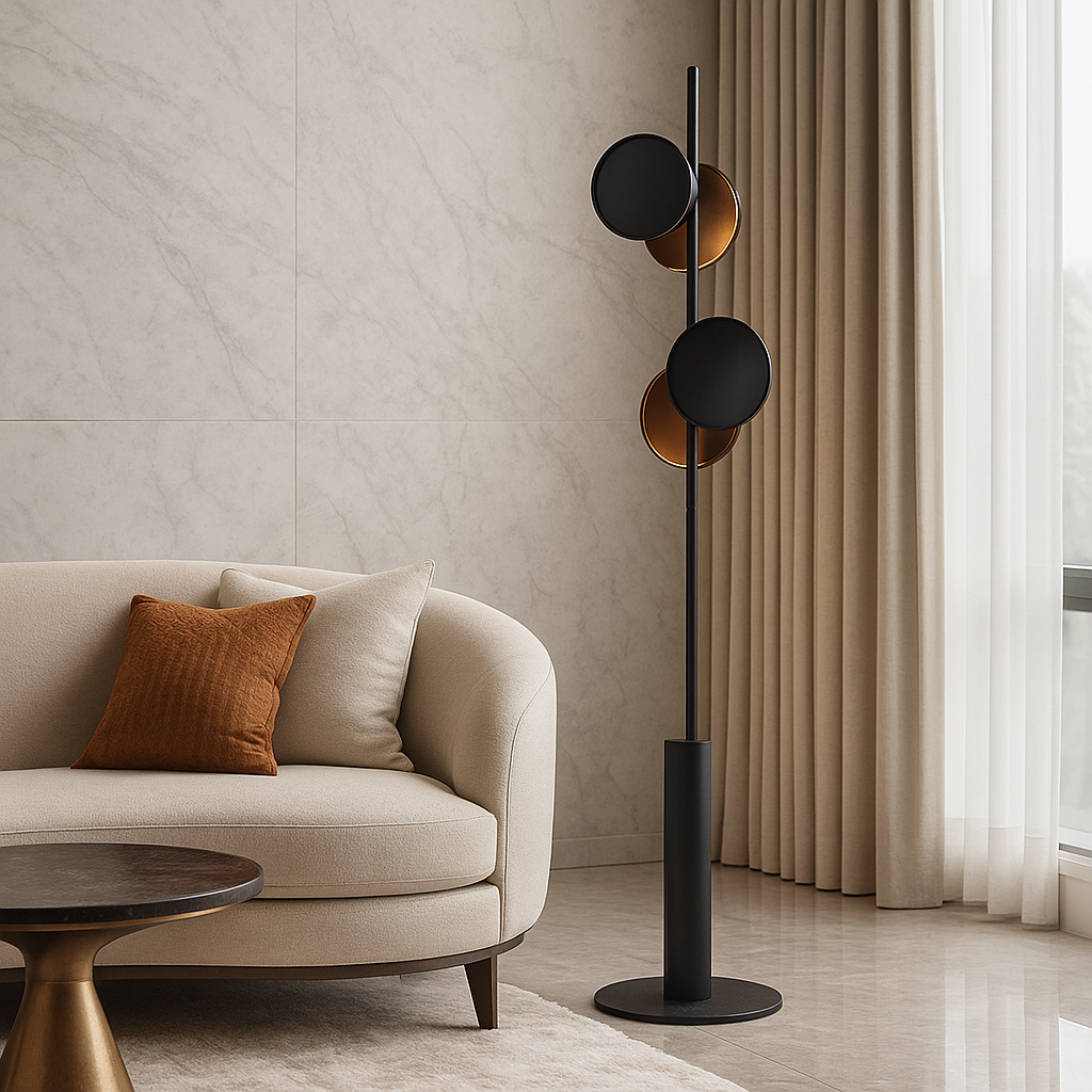 Lampadaire LED Métal – Design à Anneaux