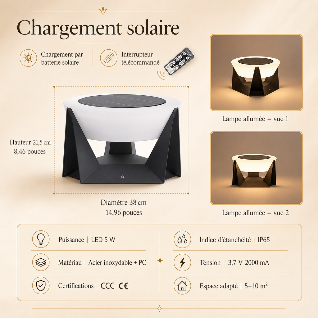Lampe Solaire Extérieure Pilier Solis