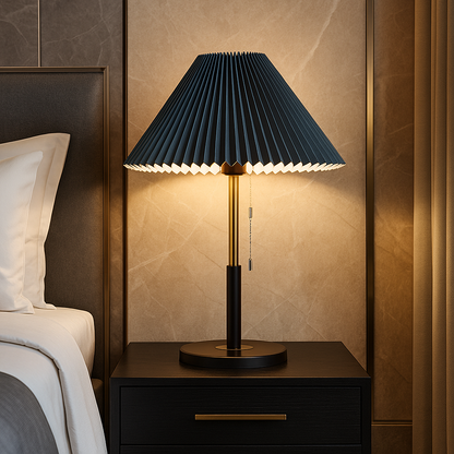 Lampadaire Aurora – Marbre & Tissu Plissé