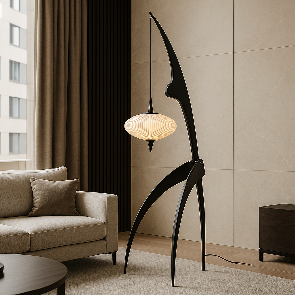 Lampadaire Noyer Design – Bois Massif Élégant