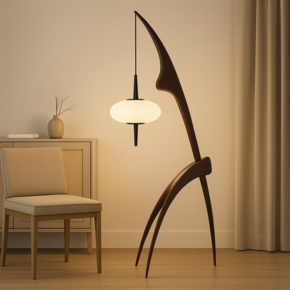 Lampadaire Noyer Design – Bois Massif Élégant