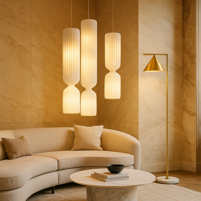 Lampadaire Oslo – Style Scandinave & Tissu Plissé