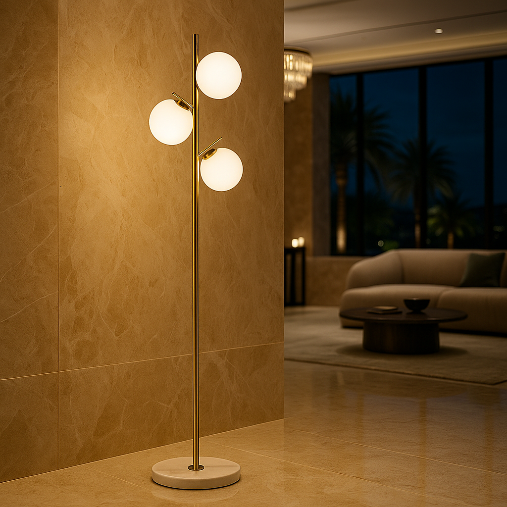 Lampadaire Verre Rond LED – Style Minimaliste
