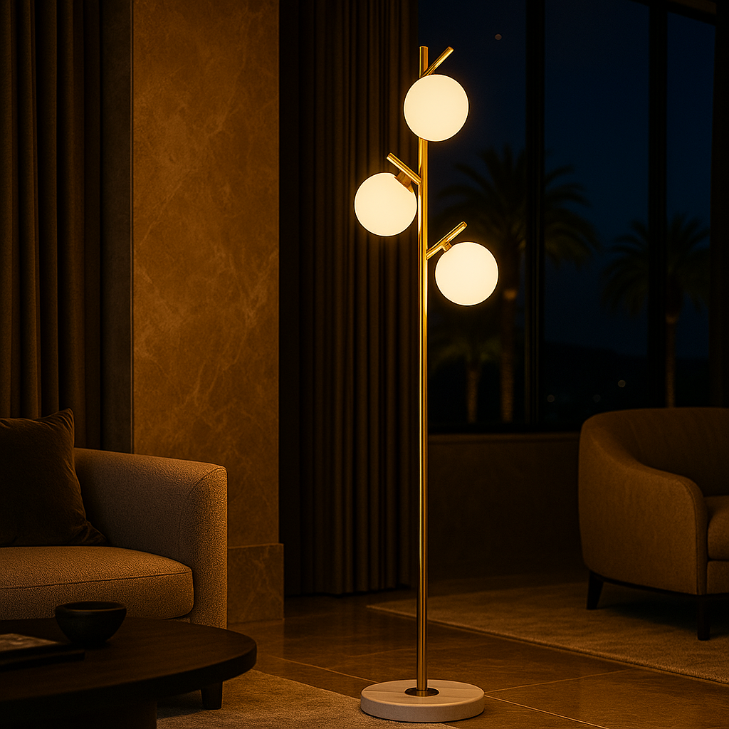 Lampadaire Verre Rond LED – Style Minimaliste