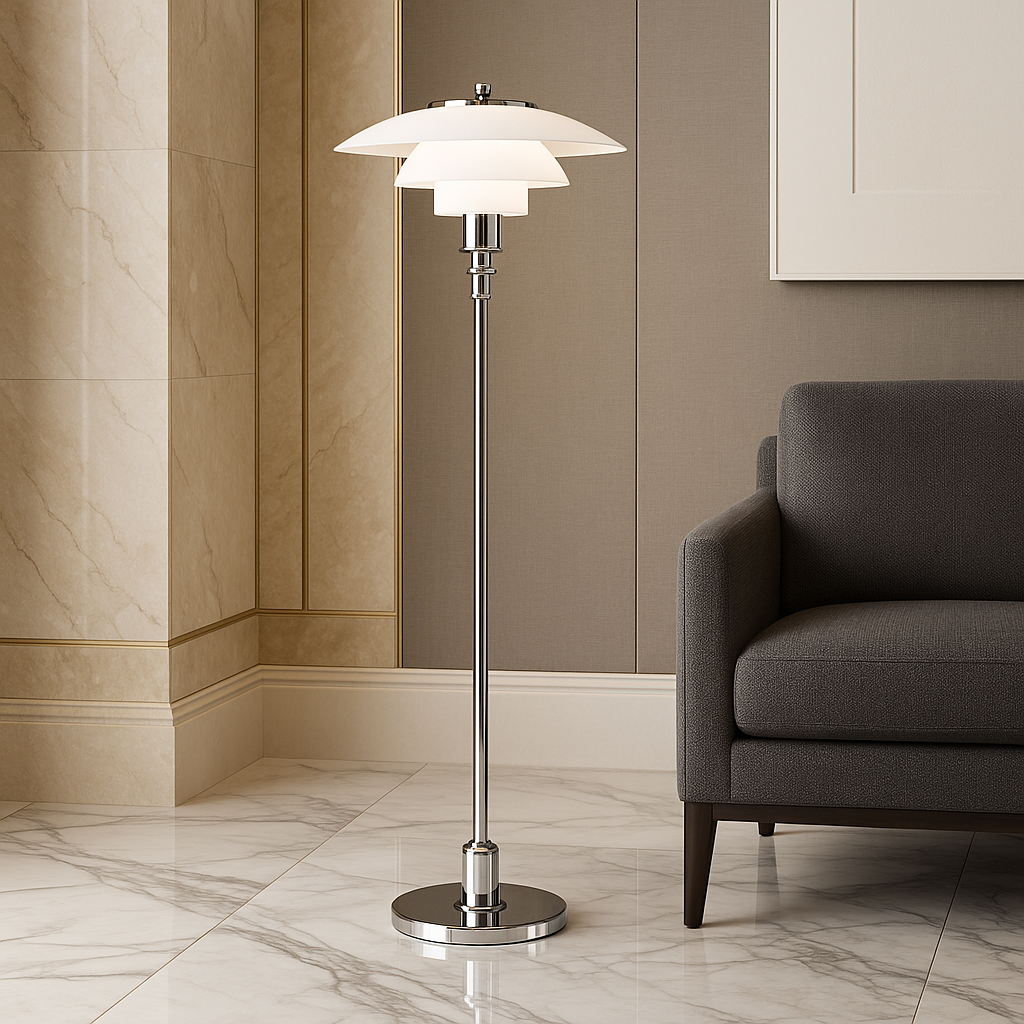 Lampadaire Éclat Chrome – Design Contemporain