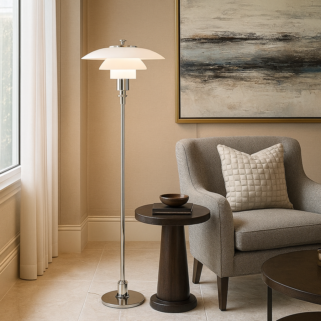 Lampadaire Éclat Chrome – Design Contemporain