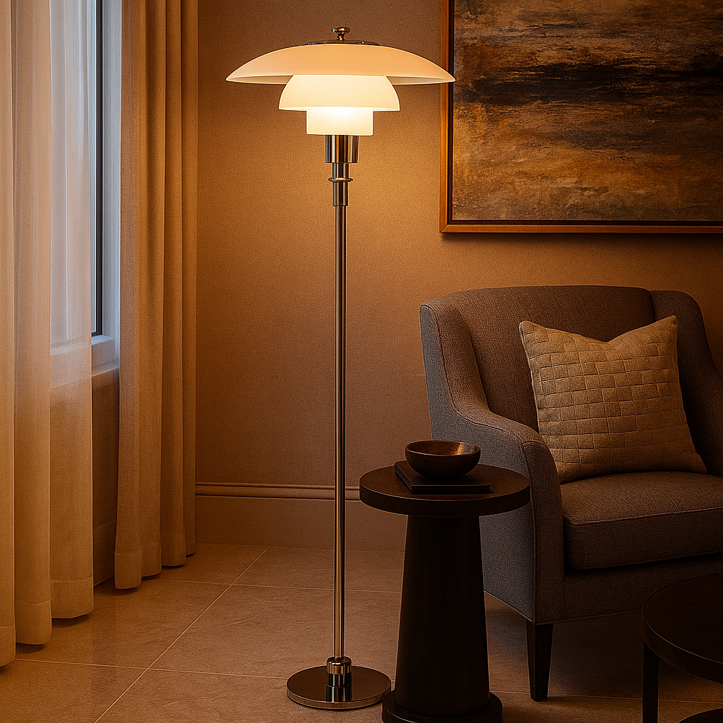 Lampadaire Éclat Chrome – Design Contemporain