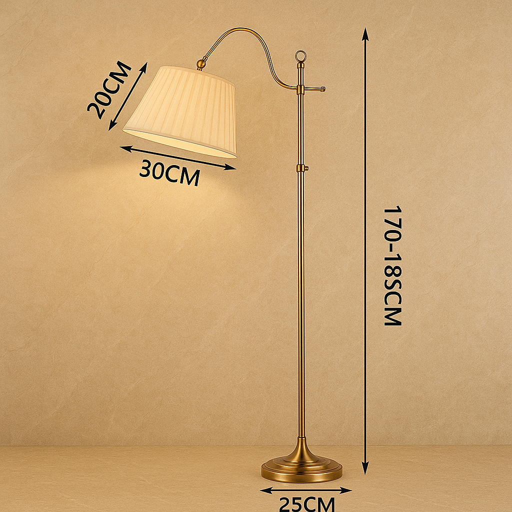 Lampadaire Bois & Tissu – LED Ambiance Rustique