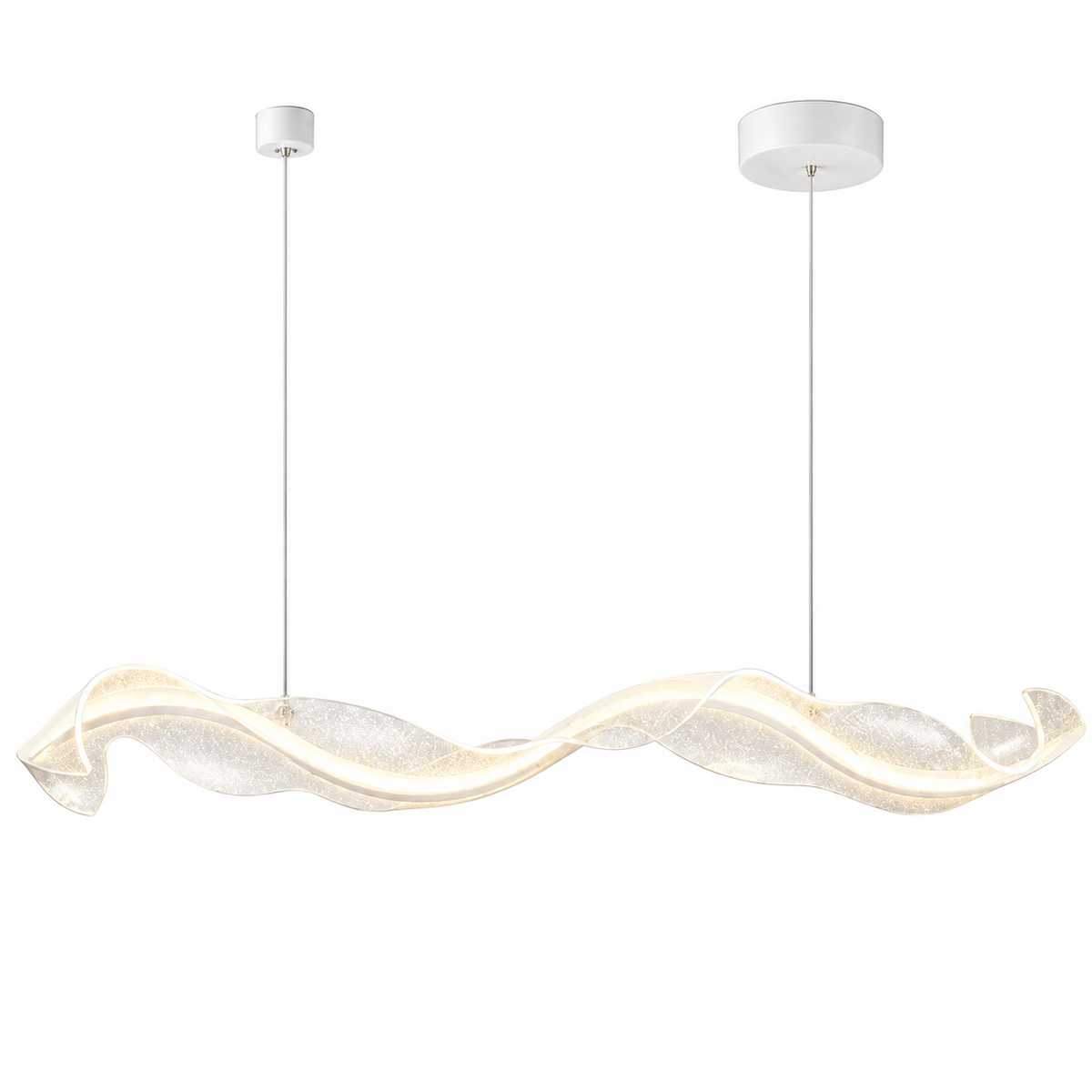Suspension LED Vague Dorée – Design Ondulé