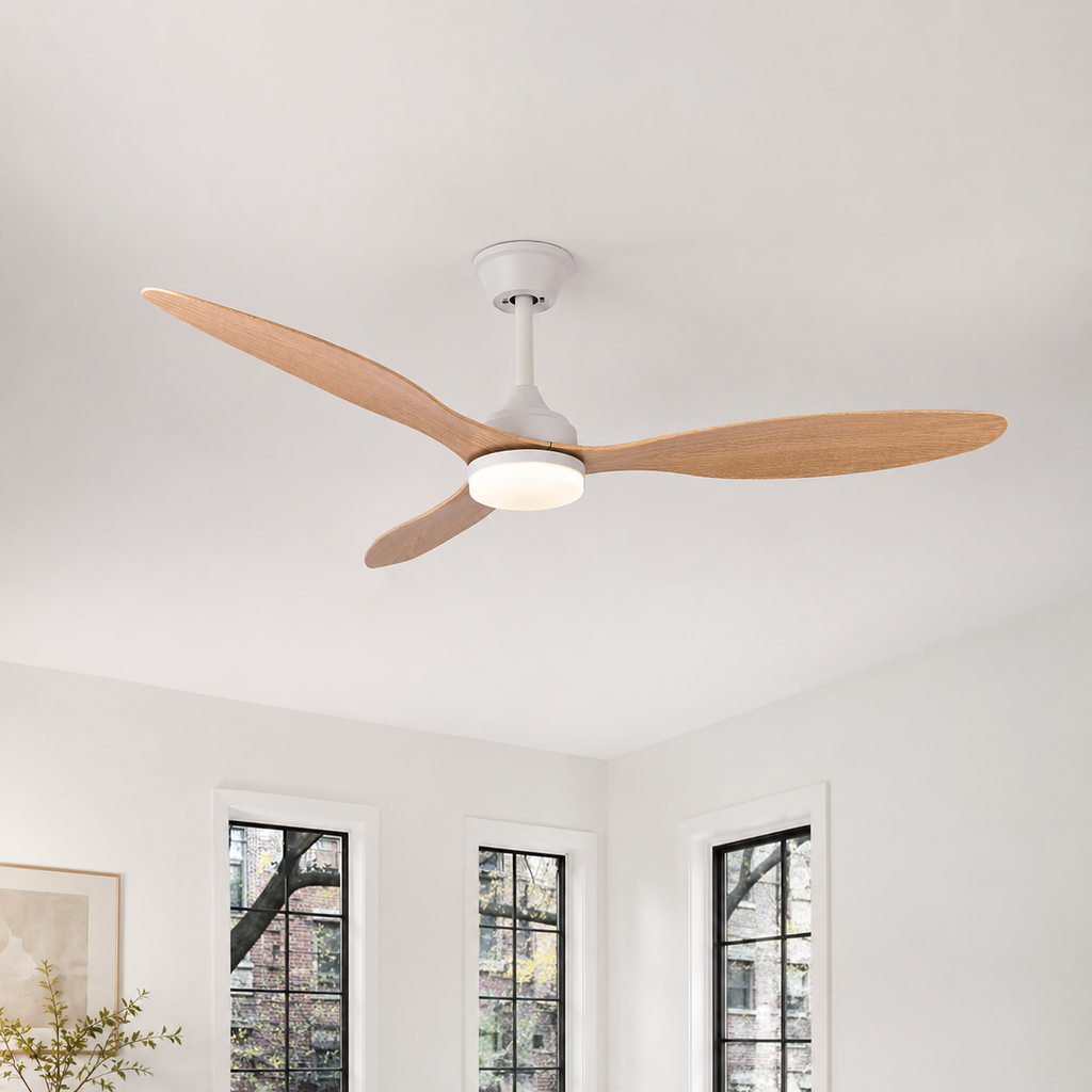 Ventilateur de Plafond avec Lumière LED 52 Pouces — Télécommande, Silencieux, Intérieur et Extérieur