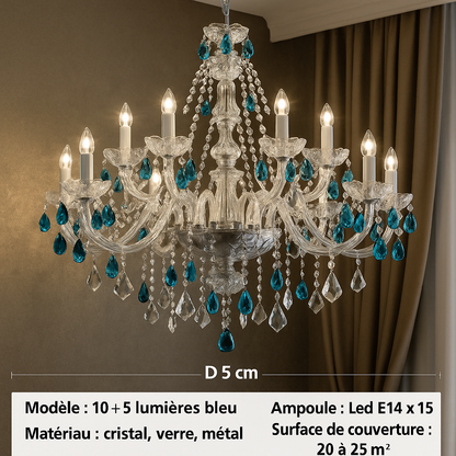 Lustre Cristal Bleu Cobalt – Édition Luxe