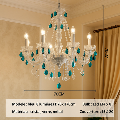 Lustre Cristal Bleu Cobalt – Édition Luxe