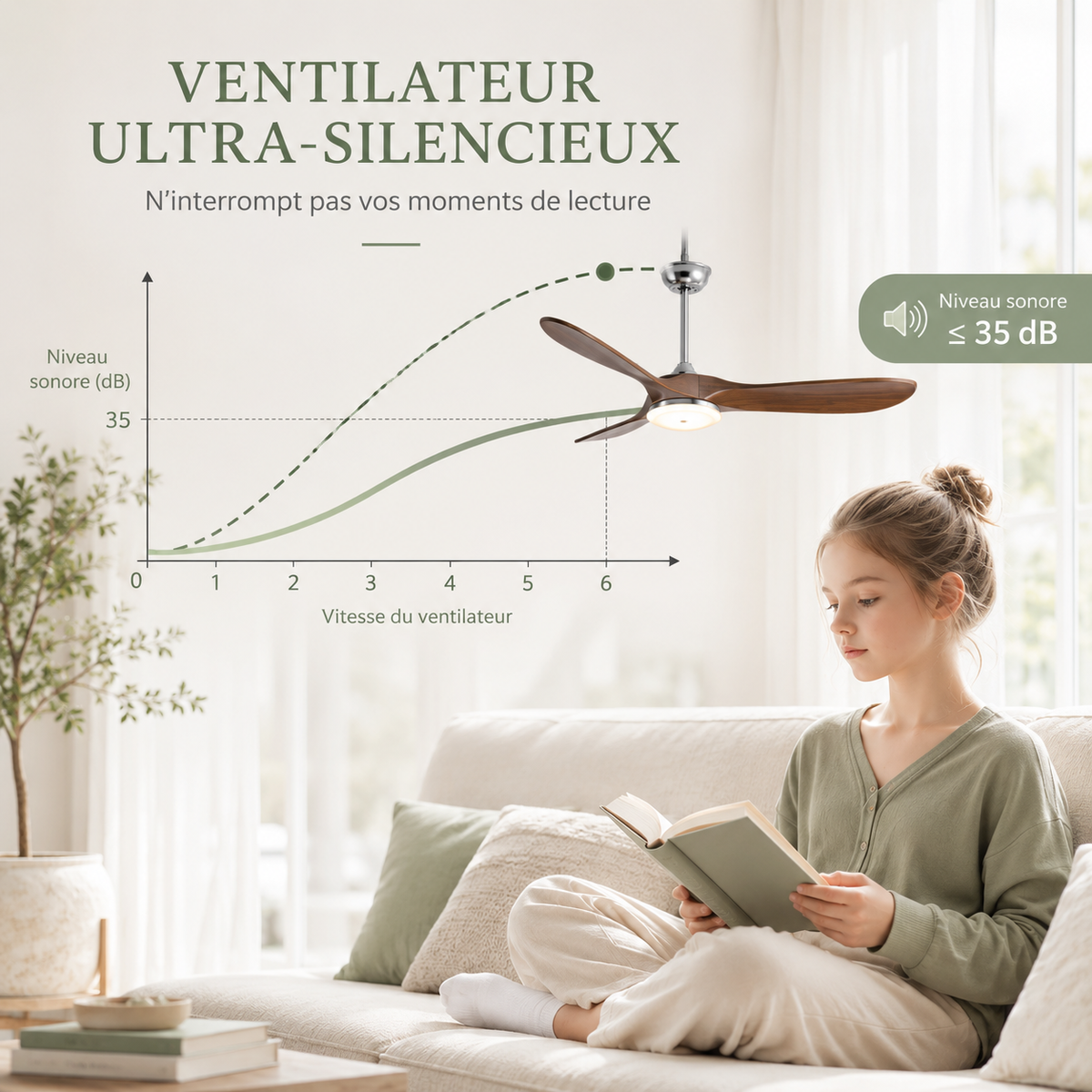 Ventilateur de Plafond Industriel Vintage — Moteur DC, Éclairage LED 24W, Télécommande & 6 Vitesses