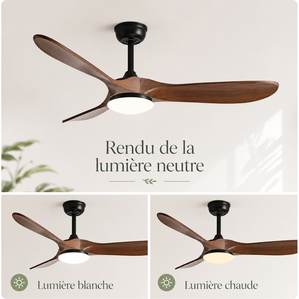 Ventilateur de Plafond Industriel Vintage — Moteur DC, Éclairage LED 24W, Télécommande & 6 Vitesses