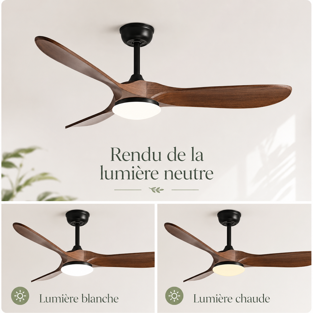 Ventilateur de Plafond Industriel Vintage — Moteur DC, Éclairage LED 24W, Télécommande & 6 Vitesses