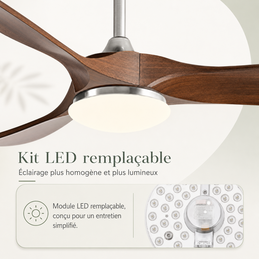 Ventilateur de Plafond Industriel Vintage — Moteur DC, Éclairage LED 24W, Télécommande & 6 Vitesses