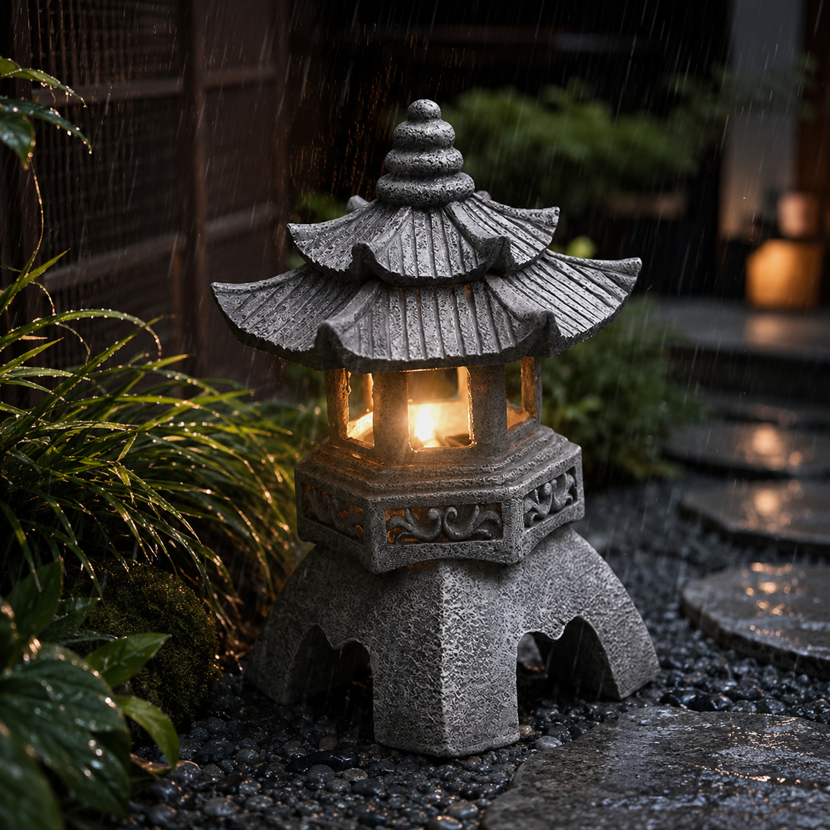 Lanterne de Jardin Solaire Kyoto – Éclairage LED Décoratif Style Japonais