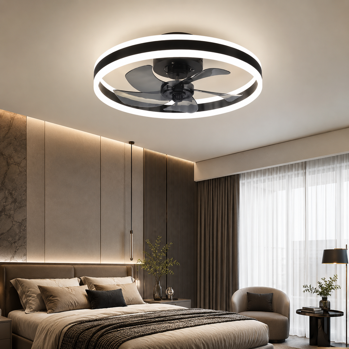 entilateur de Plafond Acrylique 50 cm Silencieux avec Commande – Luminaire Design pour Salon et Intérieur