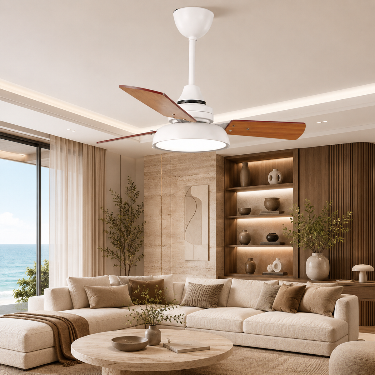 Ventilateur de Plafond avec Lampe Moderne – Luminaire Nordique Design pour Salon et Chambre