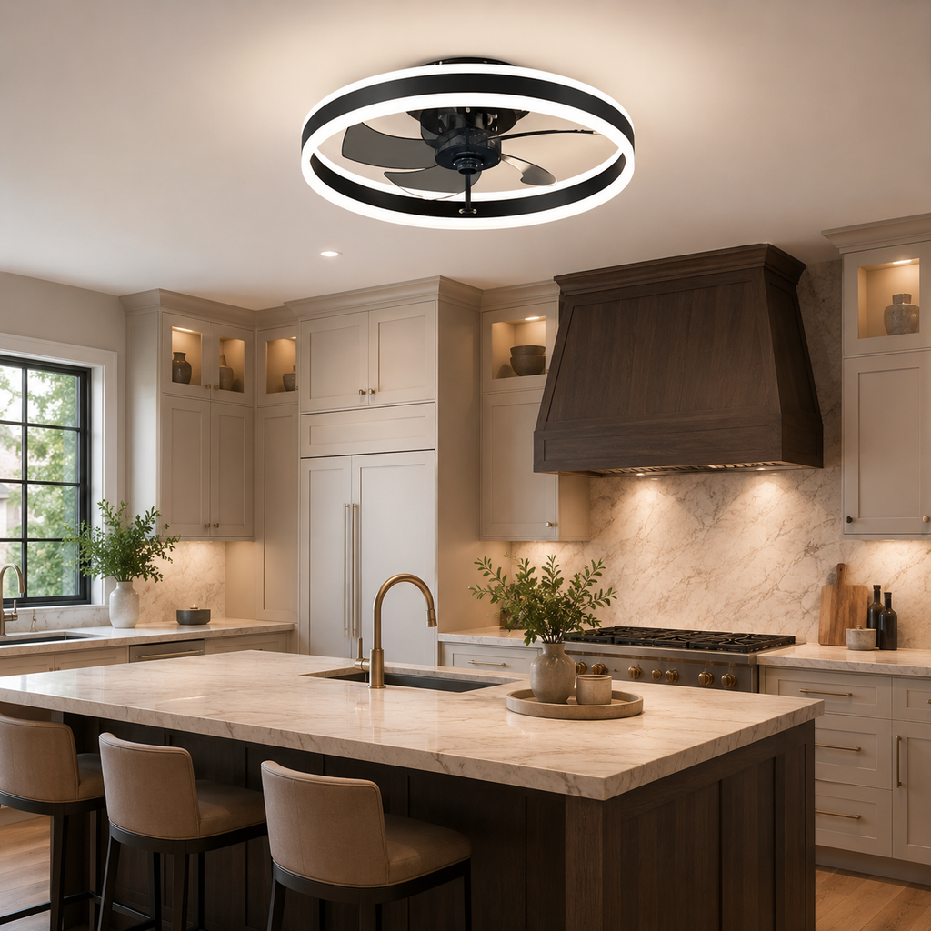 entilateur de Plafond Acrylique 50 cm Silencieux avec Commande – Luminaire Design pour Salon et Intérieur