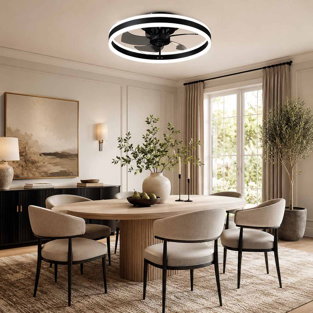 entilateur de Plafond Acrylique 50 cm Silencieux avec Commande – Luminaire Design pour Salon et Intérieur