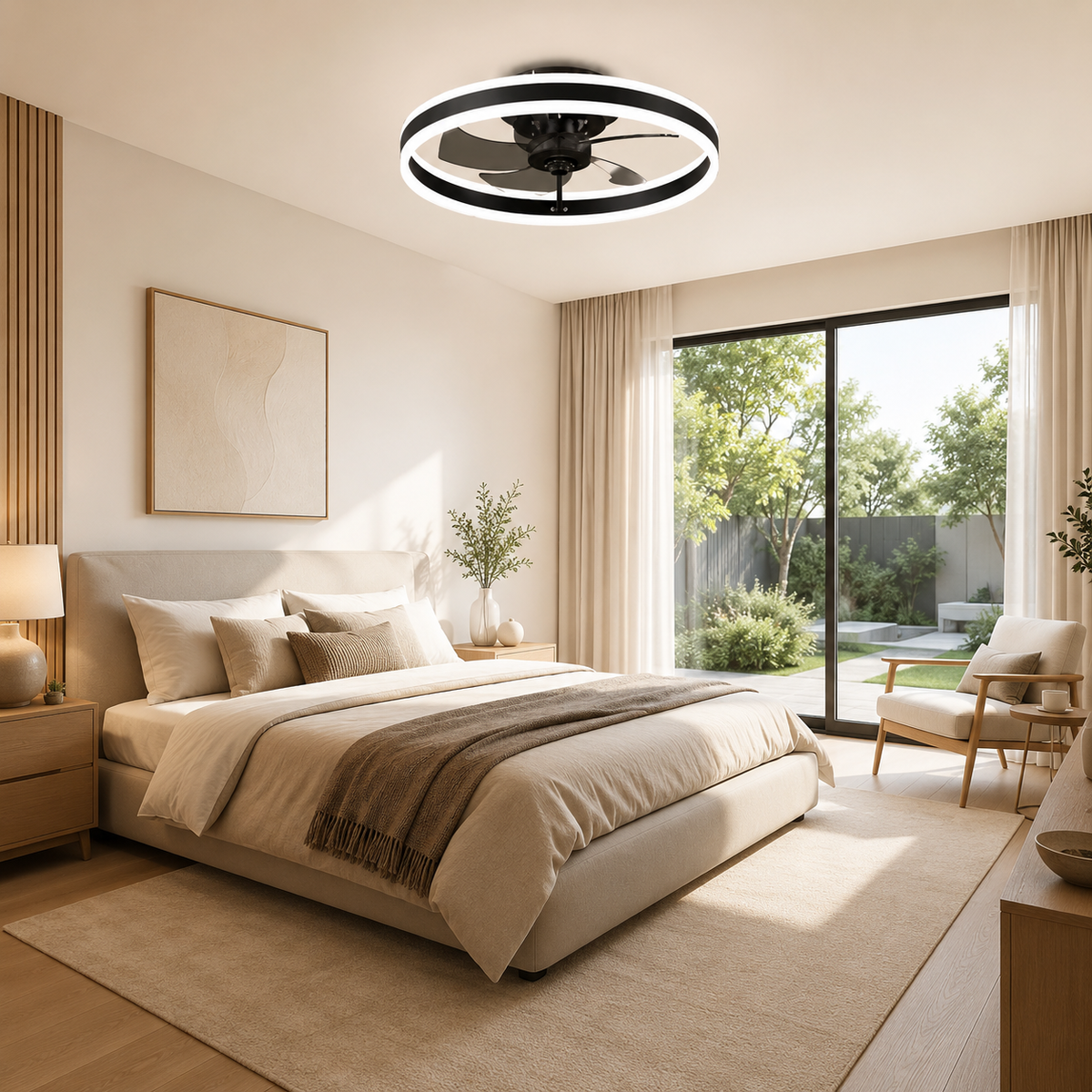 entilateur de Plafond Acrylique 50 cm Silencieux avec Commande – Luminaire Design pour Salon et Intérieur