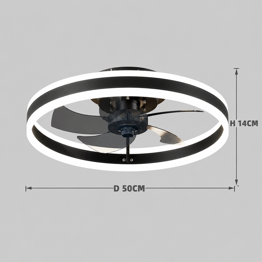 entilateur de Plafond Acrylique 50 cm Silencieux avec Commande – Luminaire Design pour Salon et Intérieur