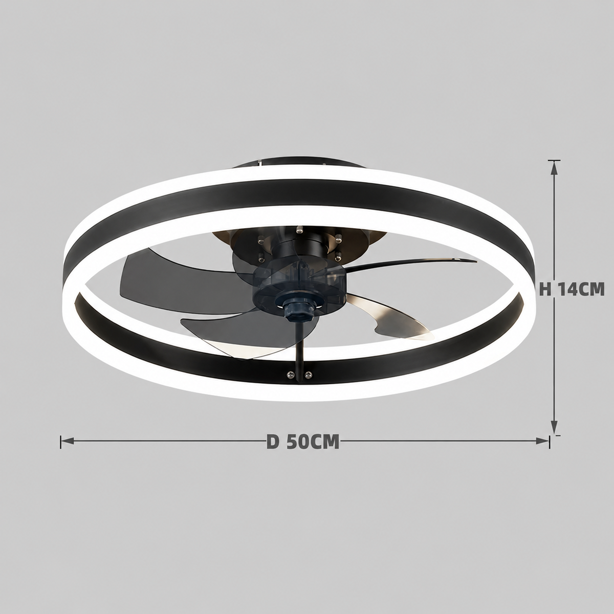 entilateur de Plafond Acrylique 50 cm Silencieux avec Commande – Luminaire Design pour Salon et Intérieur