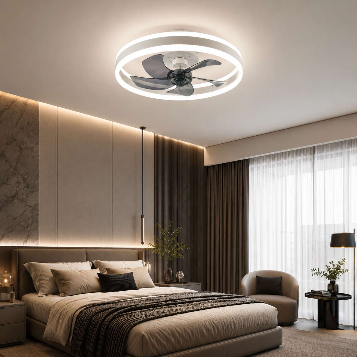 entilateur de Plafond Acrylique 50 cm Silencieux avec Commande – Luminaire Design pour Salon et Intérieur