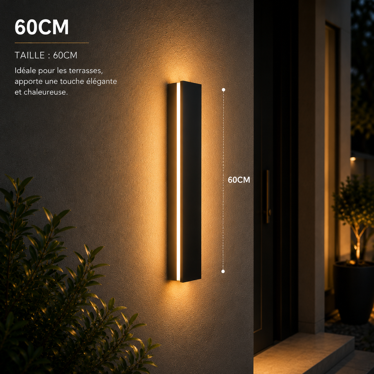 Applique Murale LED Extérieure Design IP65 – Lumière Verticale pour Façade et Terrasse