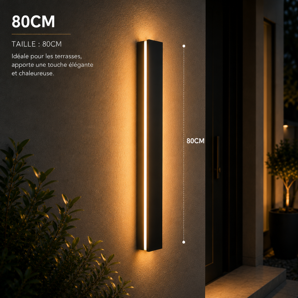 Applique Murale LED Extérieure Design IP65 – Lumière Verticale pour Façade et Terrasse