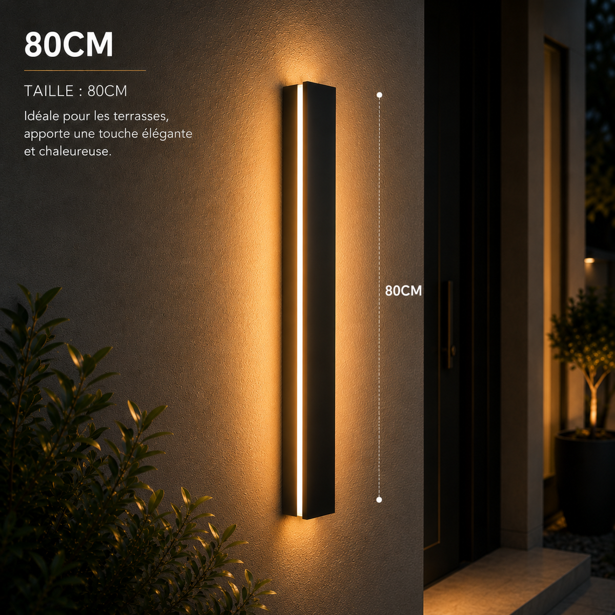 Applique Murale LED Extérieure Design IP65 – Lumière Verticale pour Façade et Terrasse