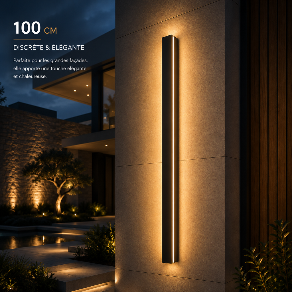 Applique Murale LED Extérieure Design IP65 – Lumière Verticale pour Façade et Terrasse