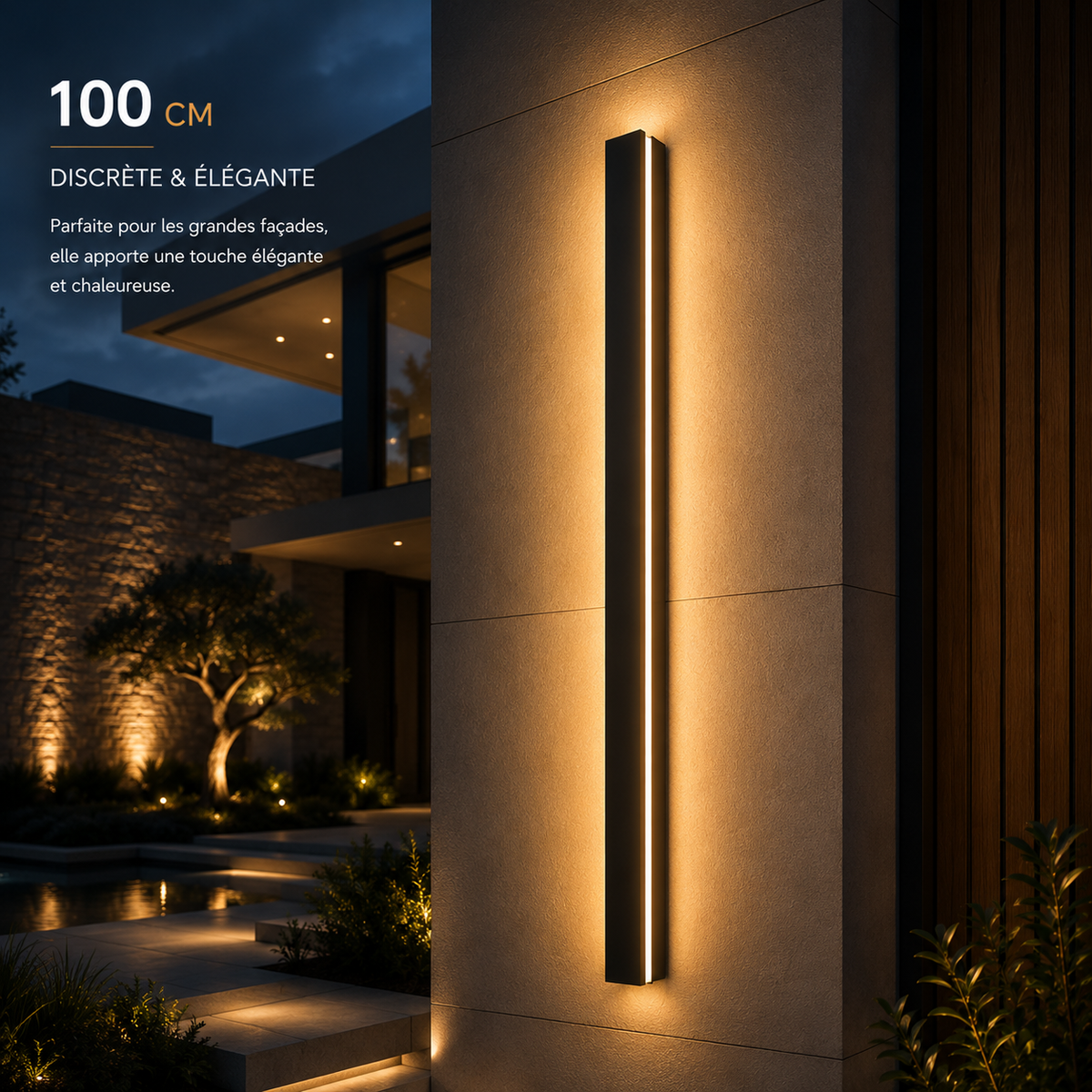 Applique Murale LED Extérieure Design IP65 – Lumière Verticale pour Façade et Terrasse
